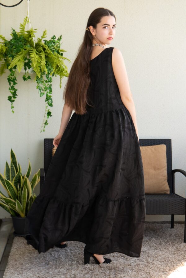 viscosa linen black long dress