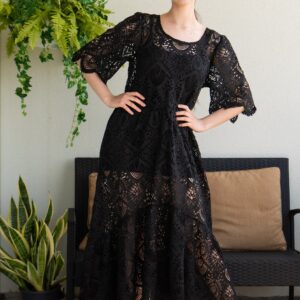 black lace maxi dress DAGÖ no lining