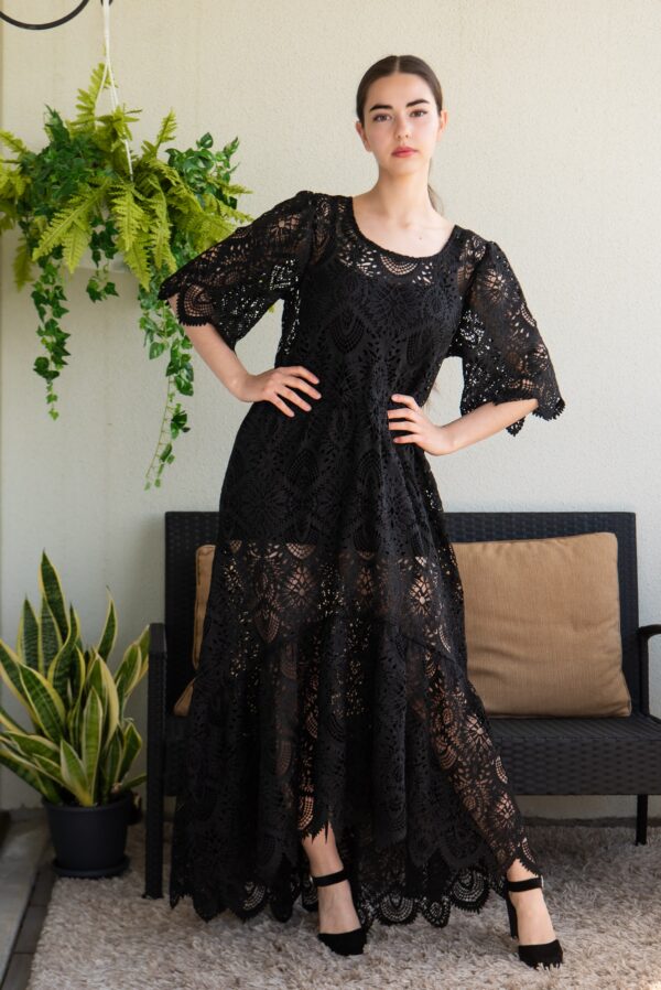 black lace maxi dress DAGÖ no lining