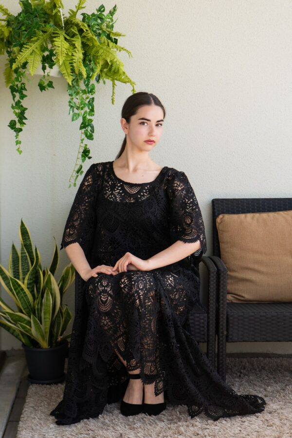 black lace maxi dress DAGÖ no lining
