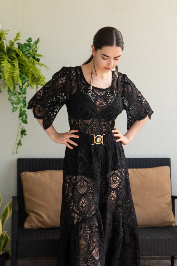 black lace maxi dress DAGÖ no lining