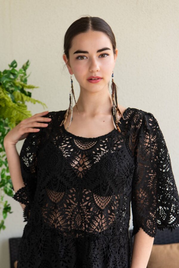 black lace maxi dress DAGÖ no lining