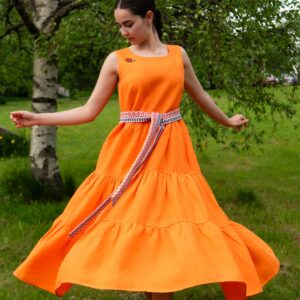 orange linen dress LIINA SUVI