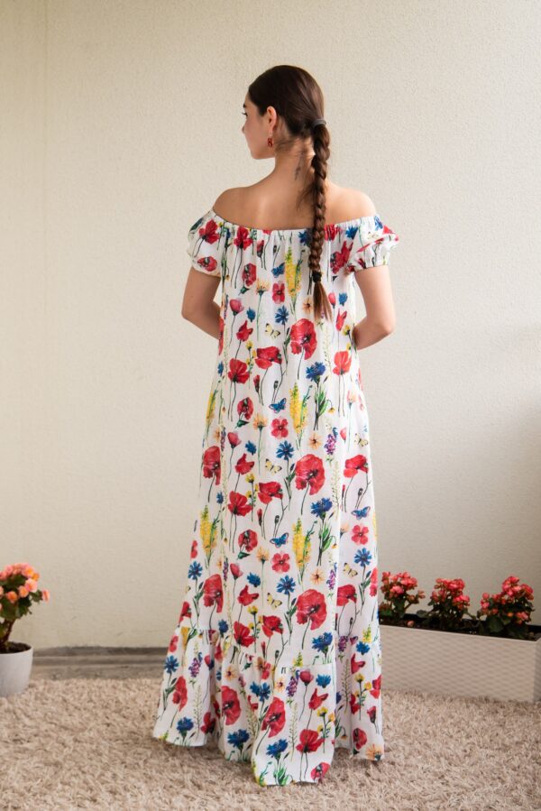 meadow flowers print aasalilled linen maxi dress