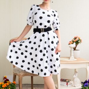 polka dot black and white cotton dress