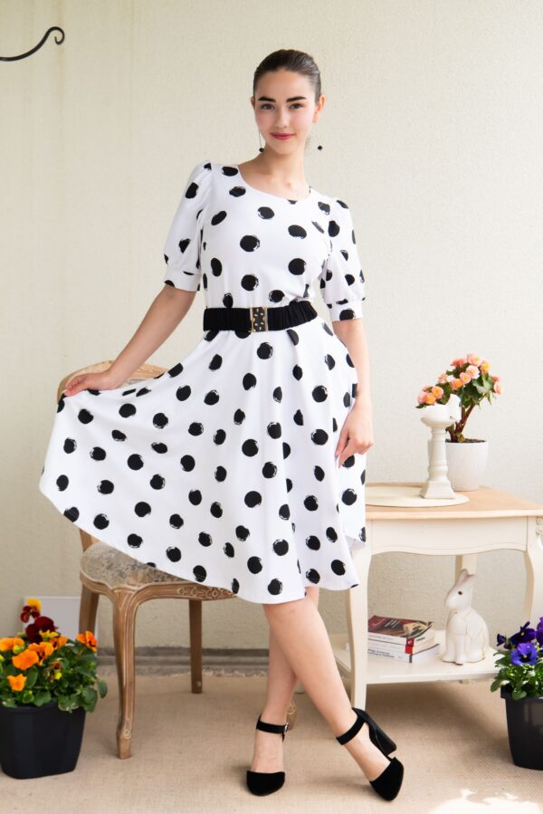 polka dot black and white cotton dress