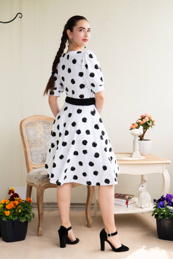 polka dot black and white cotton dress
