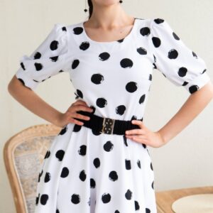 polka dot black and white cotton maxi dress