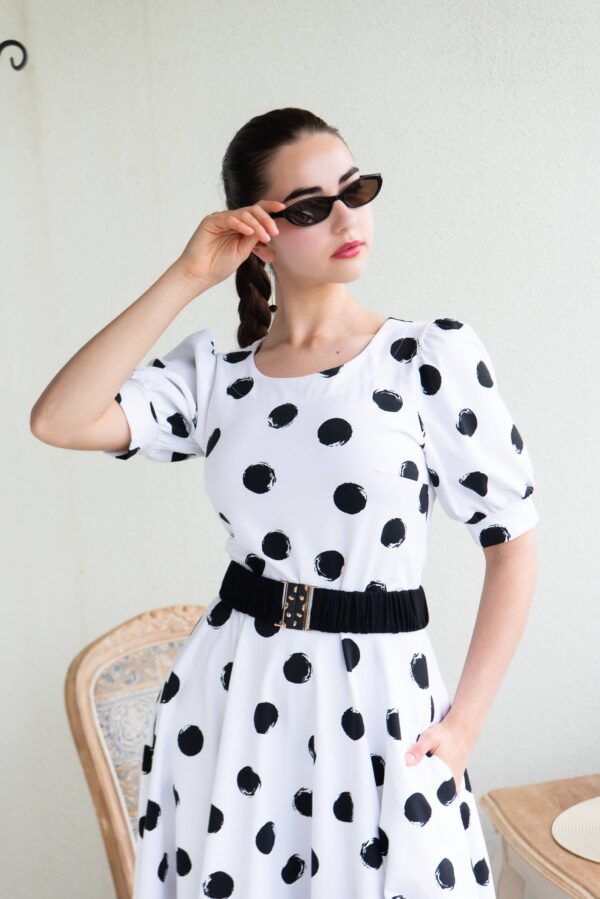 polka dot black and white cotton dress