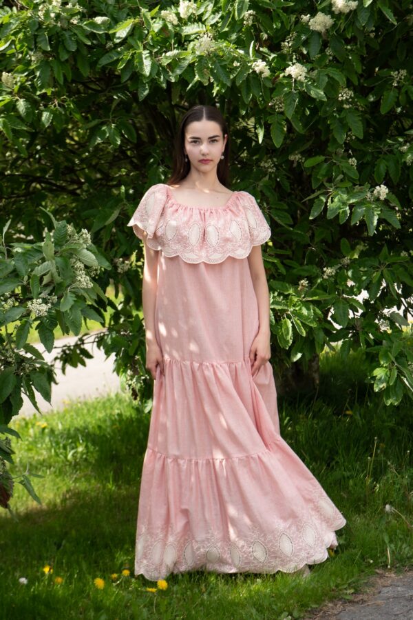 pink broderie anglaise cotton maxi dress