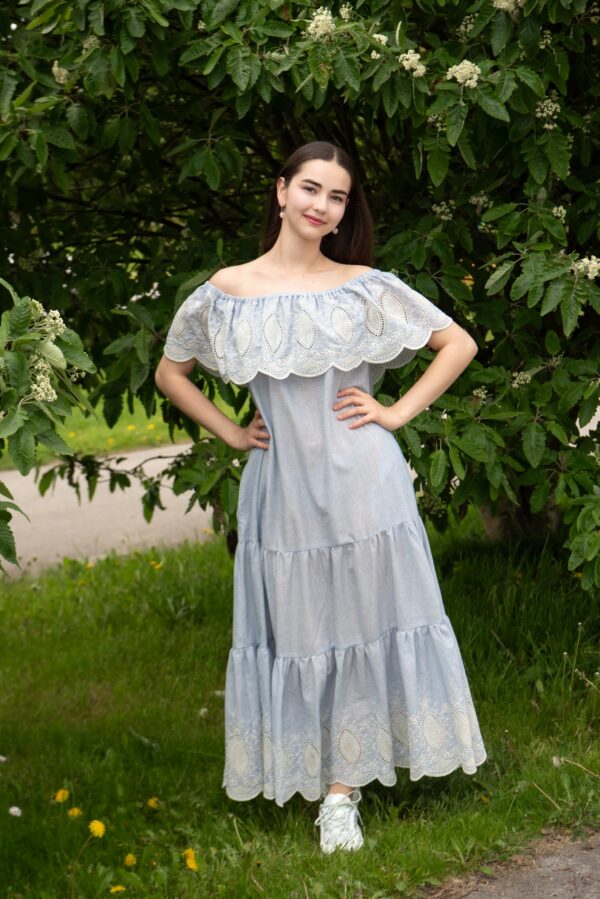 pale blue broderie anglaise cotton maxi dress