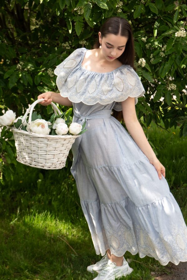 pale blue broderie anglaise cotton maxi dress