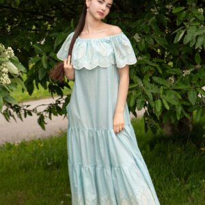 pale green broderie anglaise cotton maxi dress