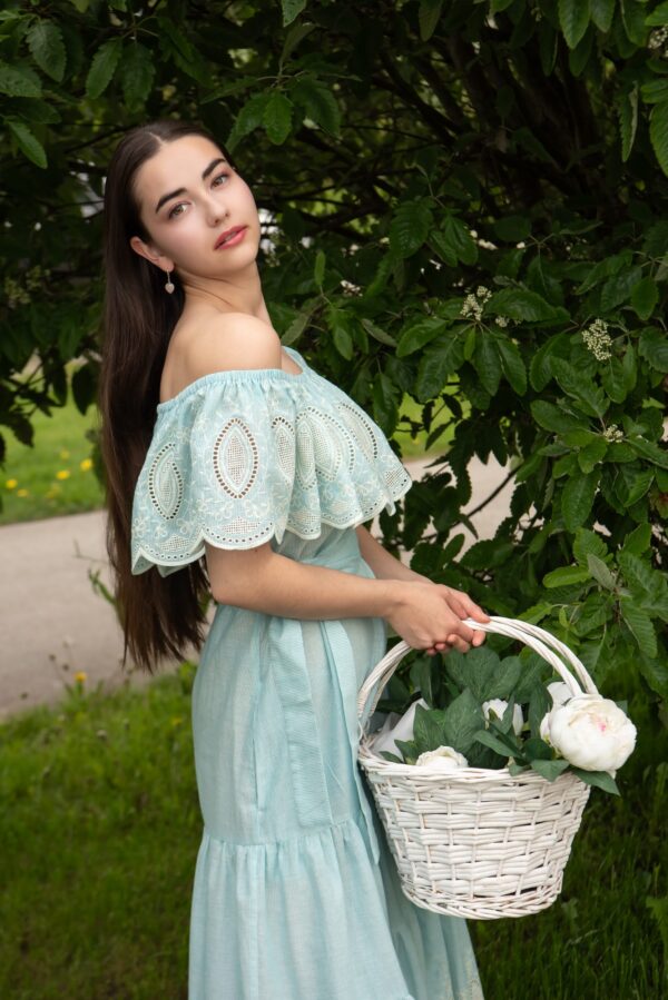 pale green broderie anglaise cotton maxi dress