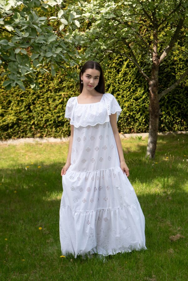 white broderie anglaise cotton maxi dress