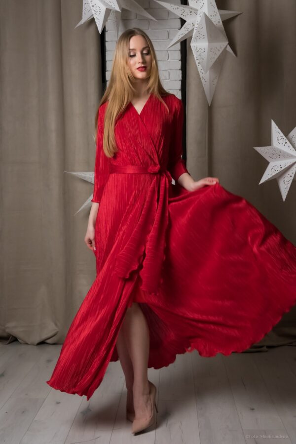 festa wrap dress red