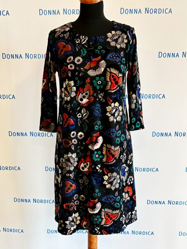 fantasy print black viscose dress