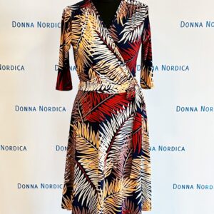 palm leaves print wrap top dress