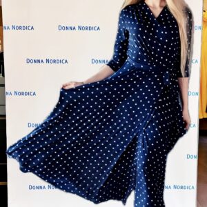 polka dot blu maxi dress