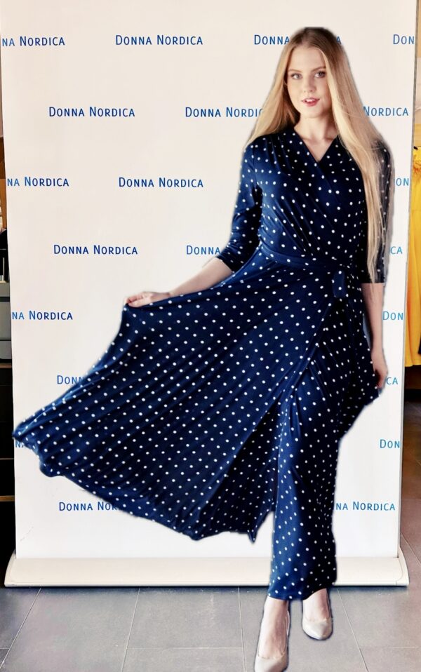 polka dot blu maxi dress