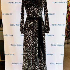 leopard print long velvet dress