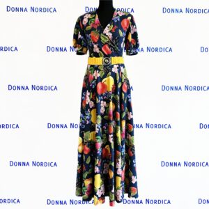 fruit print maxi cotton dress