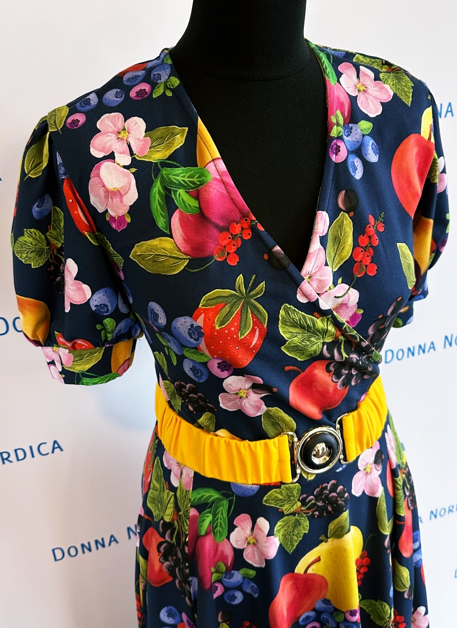 fruit and berries print cotton dress