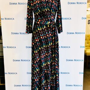 zigzag print maxi wrap dress