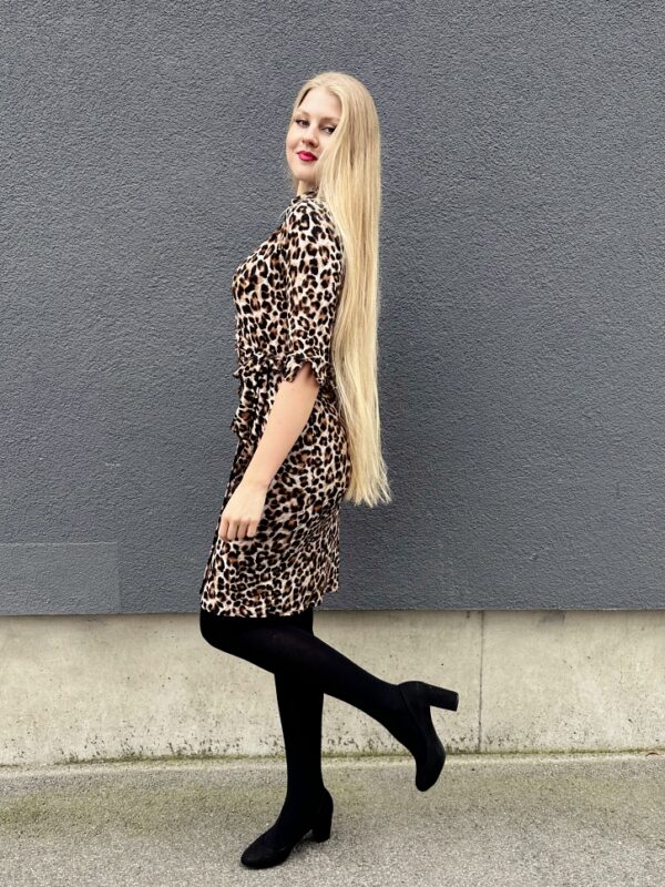 leopard print slim fit short faux wrap dress