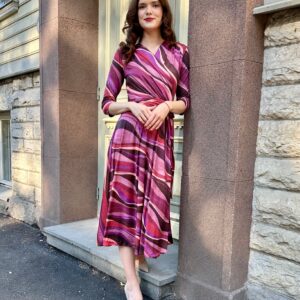 aurora print wrap dress midi