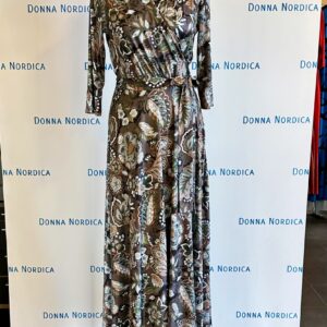 wrap dress secred garden gray beige