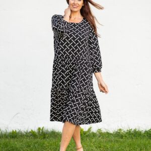 black and white viscose tunic dress